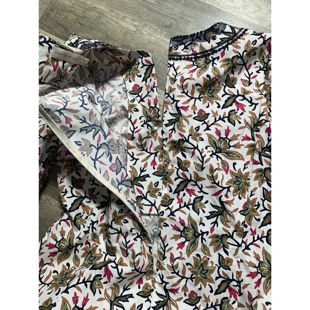 Tory Burch Women's Printed 3/4 Sleeve Tunic Mini Dress‎ Floral Size 12